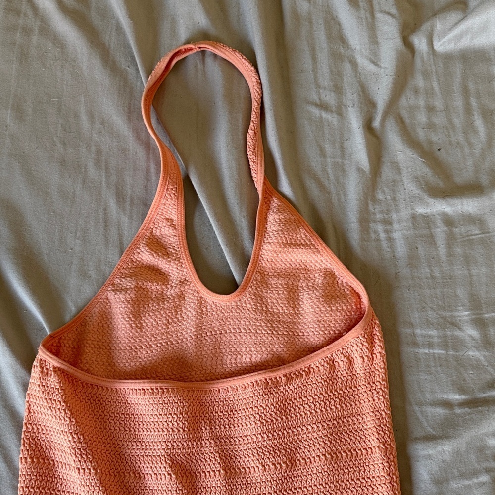 Sunday Best Coral Halter Mini Textured Dress Size Medium - Picture 5 of 7